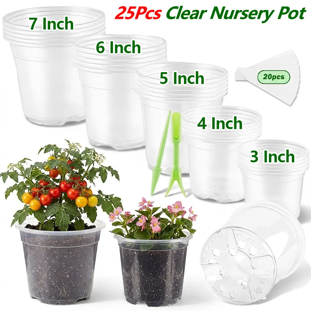 Plant Parent - 25Pcs Pot Pembibitan Plastik Transparan 3/4/5/6/7